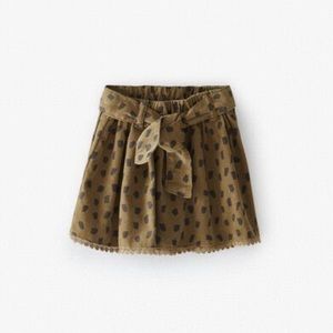 Zara Embroidered Fine-Waled Corduroy Skirt